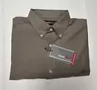 Roundtree Yorke Travel Smart Men Shirt Large Button Long Sleeve Easy Care Mocha