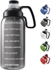 64 OZ Water Bottle with Straw, Motivational Half Gallon Water Bottles with Times