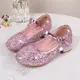 女童公主鞋子禮服銀色表演水晶鞋夏季兒童高跟鞋模特走秀表演皮鞋 5ZMW