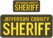 JEFFERSON C SHERIFF EMBROIDERY PATCH 4X10 AND 2X5 HOOK ON BACK BROWN/GOLD