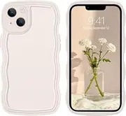 GUAGUA for iPhone 13 Mini Wavy Case, Phone Case iPhone 13 Mini, Cute Curly Wave Shape Design Soft Hybrid TPU Bumper Drop Shockproof Protective Anti Slip Case for iPhone 13 Mini 5.4'', Antique White