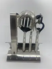 Stainless Steel Bar Kit Cocktail Bartender Tools Set with stand