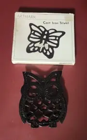 Vintage Artmark Cast Iron Owl Trivet 73059 1992 (A20)