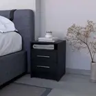 Black 2-Drawer Nightstand - Modern Bedside Table