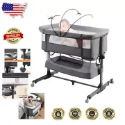 Versatile Bedside Sleeper and Crib for Infants with Mosquito Net - Deep Grey