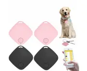 Mini GPS Tracker Anti Lost Smart Alarm Bluetooth Locator for Pet Kids Key Finder - 2pcs Black and 2pcs Pink