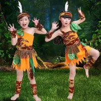 在飛比找蝦皮購物優惠-六一兒童野人表演服幼兒舞蹈服原始人印第安人獵人鼓表演服裝4.
