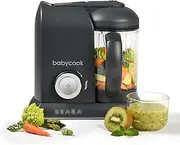 BEABA Babycook Solo - 4 in 1 Baby Food Maker: Processor, Blender, Cooker & Soft Steamer - Quick Food Diversification - Dark Grey