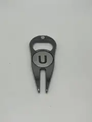 Golf Divot Repair Tool And Bottle Opener With Magnetic Ball Marker Initial "U"