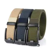 Tushi Metal Smart Tactical Belt Automatic Buckle Canvas Thick Nylon Jeans Pants Belt for Outdoors Camping Hiking Fishing