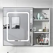 LED Lighted Makeup Mirror, Wall-Mounted Medicine Cabinets, High-Definition Mirror Surface, Suitable for Corridors, Bedrooms and Living Rooms (Size: 63cm)