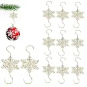 Christmas Snowflake Ornament Hook Hangers, 10PCS Sliver Snowflake Gold