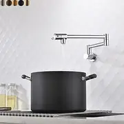 Kitchen Faucet,Wall Mounted Pot Filler Two Handles One Hole Chrome/Oil-rubbed Bronze/Nickel Brushed Foldable Pot Filler Wall Mounted Contemporary Kitchen Taps