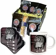 3dRose cgb_54811_1 A Posturized Black and White Pet Dog with a Scarf of Gingham Around its Cute Neck-Coffee Gift Basket, Multicolor