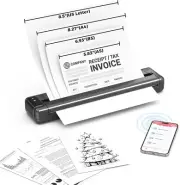 Portable Wireless Q302 Printer, Inkless Thermal Transfer, Letter/A4/A5/B5 GREY