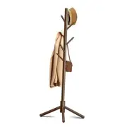 Wooden Coat Rack, Free Standing Coat Rack with 8 Hooks 3 Adjustable New Brown