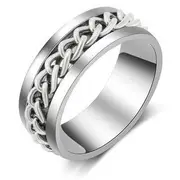 Chain Sterling Silver Ring Silver - 8