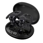 Digital Display Bluetooth Headset with Noise Reduction and Charging Bin - Black