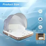 Inflatable Lounge Detachable Canopy Island Floating Pool Summer Platform Raft