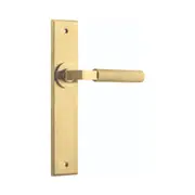 Iver Brunswick Door Lever Handle on Chamfered Backplate Brushed Gold PVD
