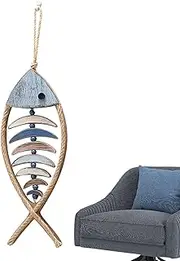 Fish Wall Art Decor - Wood Fish Theme Vintage Art Wall Sculptures, Painted Wooden Fish Wall Decor | Unique Wall Hangings, Home Decor, Wall Art For Nursery, Bedroom, Living Room, Bathroom