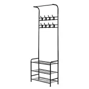 NNEDSZ Clothes Rack Coat Stand Garment Portable Hanger Airer Organiser Shoe Storage Metal Black