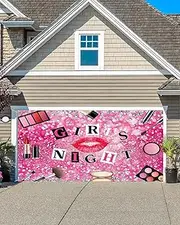 7X16ft Girls Night Garage Door Background Diamond Red Lipstick Cheek Color Perfume Sleepover Backdrop Lady Theme Party Woman Birthday Bridal Shower for Girl Women Indoor Outdoor Banner Cover