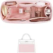 KINGS IN BAG Purse Insert for Kelly 28, Silky Purse Organizers for Inside Purse, Lightweight Shaper Compatible with Hermes Kelly 28 Bag, Multi Color Options(Pink, KE 28)