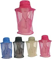 KOMBIUDA Mosquito Insect Fly Net Hat Sun Protection Outdoor Head Cover for Fishing Hiking Camping Khaki