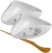 BEBEMOKO Chinese Tea Ceremony Supply Porcelain Tea Leaf Scoop Tea Vessel for Loose Tea or Coffee Beans Display