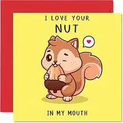 Rude Anniversary Valentines Birthday Card for Husband Boyfriend Partner - Your Nut - Funny Anniversary Birthday Valentines Card for Men Him, 145mm