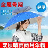 在飛比找ETMall東森購物網優惠-釣魚傘帽頭戴傘折疊頭戶外防風雨曬遮陽垂釣大號雙層帽子雨傘便攜