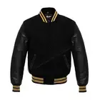 Men's Outdoor Varsity School Baseball Bomber Letterman Jacket Wool Real Leather