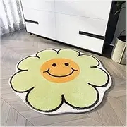 Non Slip Bath Mat Nordic Rug Smiley Flower Rug Bedroom Bedside Carpet Furry Doormat Non-Slip Bath Mat Living Room Chair Mats Home Decor Tapis Non Slip Mat (Color : Door Mat S3, Size : S Diameter 60c