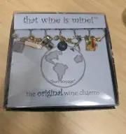 2008 That Wine is Mine! "Bon Voyage" Set Of 6 Wine Glass Charms /Tags