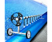 6.5x3m Solar Pool Cover 500 Micron & 5.5m Blue Roller Adjustable Aluminium