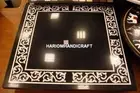 Black Marble Side Console Table Top Indien Mother of Pearl Inlay Stone Art H4377