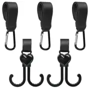 5 Pack Stroller Hooks for Hanging Bags and Shopping, (3+2) Stroller Hooks for Ba