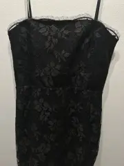 BEC AND BRIDGE Size 10 Black Lace Cocktail Pencil Dress (with removable straps)