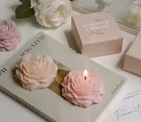 在飛比找Yahoo!奇摩拍賣優惠-韓風 莫蘭迪色 香氛蠟燭 玫瑰形狀 造型 蠟燭 巴多胺