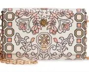 Tory Burch Hicks Garden Leather Bag Wallet Chain Crossbody $328.00