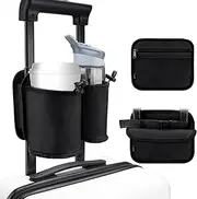 WALNEW Luggage Travel Cup Holder Hands-Free Drink Caddy Attachment Drinks Carrier for Drink Beverages Coffee Mugs fits Roll on Suitcase Handles Travel Accessories