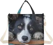 [XYMZR] Corduroy Tote Bag Dog Fence Cute for Women Large Shoulder Bag with Pockets for Beach Work Travel Shopping S