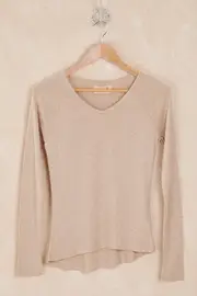 Cotton Modal Ls Raglan V Neck Top--PAPI-8009