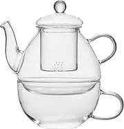 Leaf & Bean Frankie Tea for One Glass Teapot and Tea Cup, 650 ml Capacity