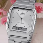 CASIO AQ-230A-7AMQ Watch ORIGINAL Retro Vintage Digital SILVER