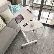Laptop Desk, Lifting and Rotating Computer Desk for Home and Office, Movable Bedside Table with Rollers, Adjustable Computer Stand, Sofa Side Table, Coffee Table, 60 * 40cm (All White)