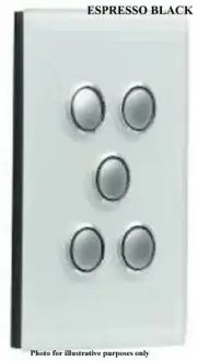 Clipsal SATURN GRID & PLATE ASSEMBLY 5-Gang Switch/Push Button ESPRESSO BLACK