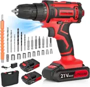 Cordless Power Drill, Electric Screwdriver Battery Drills Set with 2 Batteries,