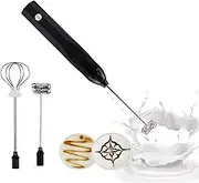 Zarek Milk Frother Handheld, Rechargeable Electric Foam Wand Maker for Coffee, 3 Speeds Mini Milk Foamer Drink Mixer with 2 Whisks for Bulletproof Coffee Frappe Latte Cappuccino Hot Chocolate（Black）